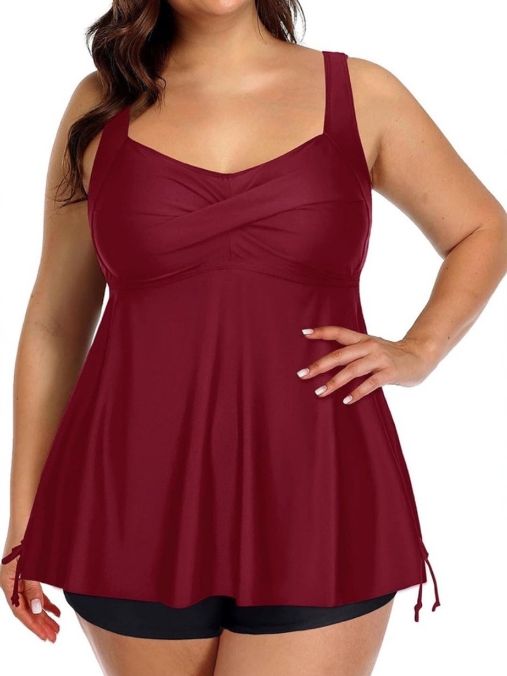 NWT Aqua Eve Tankini Top (top only) 22W Burgundy Wine Swimwear bathing suit top